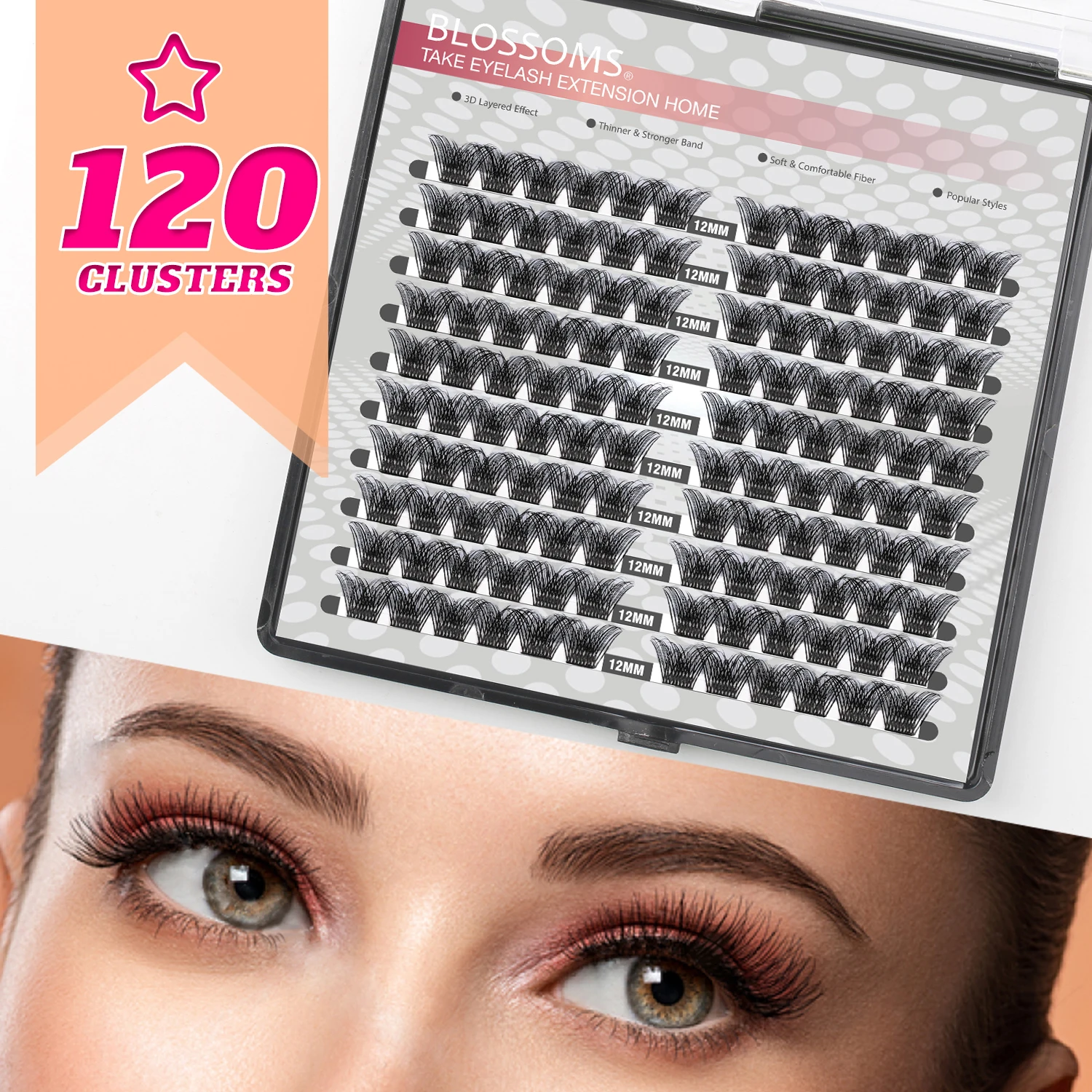 Eyelash Extensions Fake Eyelashes Eyelash Extension Eyelash Extension Lashes False Eyelashes Cluster Eyelashes Mink Individual Lashes Segmented Eyelashes C/D Curl Matte Black Bulk Volume DIY Lashes Extensions