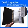 Free Shipping 0402 SMD Capacitor Sample Book 80valuesX50pcs=4000pcs 0.5PF~1UF Capacitor Assortment Kit Pack ► Photo 1/6