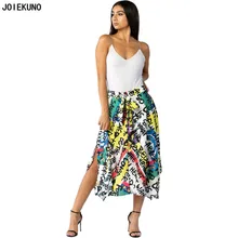 JOIEKUNO/высокая уличная модная короткая юбка с принтом женские юбки mujer moda сексуальный разрез плиссированные женские вечерние юбки YX9120