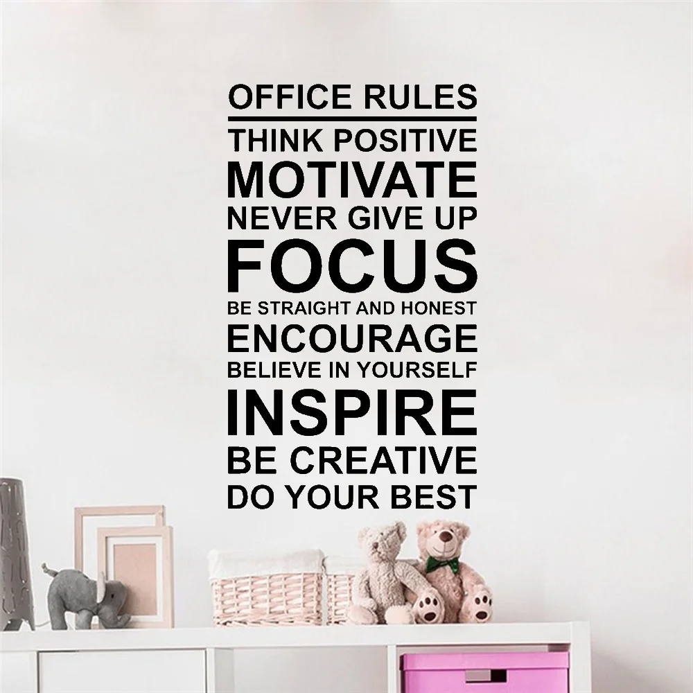 Office Rules Poster Wall Decal Work Motivation Quote Sign Think Positive Focus Teamwork Gift Vinyl Sticker Art Business Decor Mural 50me