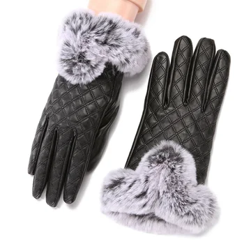 

Women Winter Warmer Velvet Gloves Warm Cycling Running Gloves Warm Woman Leather Gloves