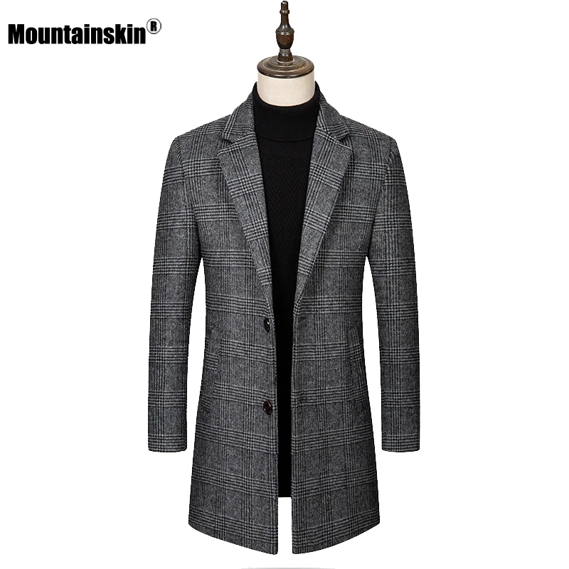 Mountainskin Men's Plaid Wool Jacket 2020 New Fashion Mens Casual Thick Long Jacket Windproof Slim Fit Lapel Coat Male SA954 Mountainskin Men's Plaid Wool Jacket 2020 New Fashion Mens Casual Thick Long Jacket Windproof Slim Fit Lapel Coat Male SA954
