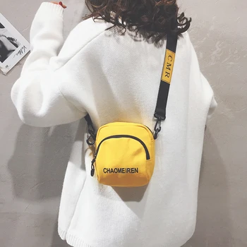 

Women Bag New 2019 Summer Canvas Bag Womens Mini Shoulder Bag Casual Wide Shoulder Strap Messenger Bag Women Bag