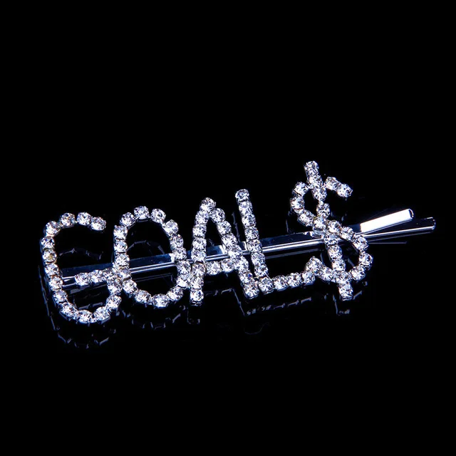 GOALS StoneFans, уникальные стразы с надписью, заколка для волос для девочек, популярные хрустальные заколки для волос, аксессуары для волос, украшения для волос, заколка для волос - Окраска металла: GOALS