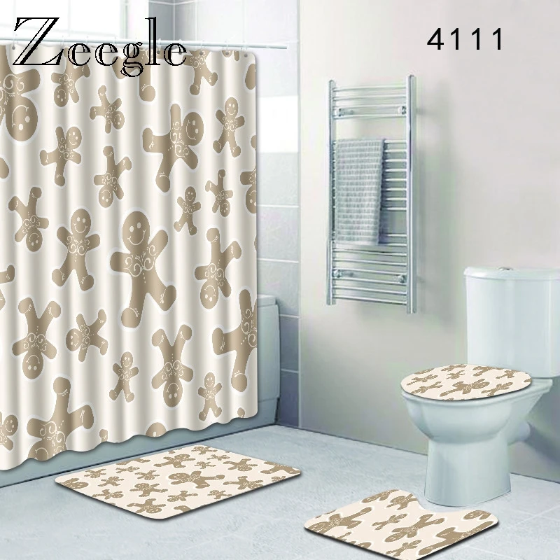 Zeegle Набор ковриков с цветочным принтом и занавеской для душа 4 шт. Набор ковриков для унитаза набор ковриков для ванной коврик для туалетной двери коврик для входа