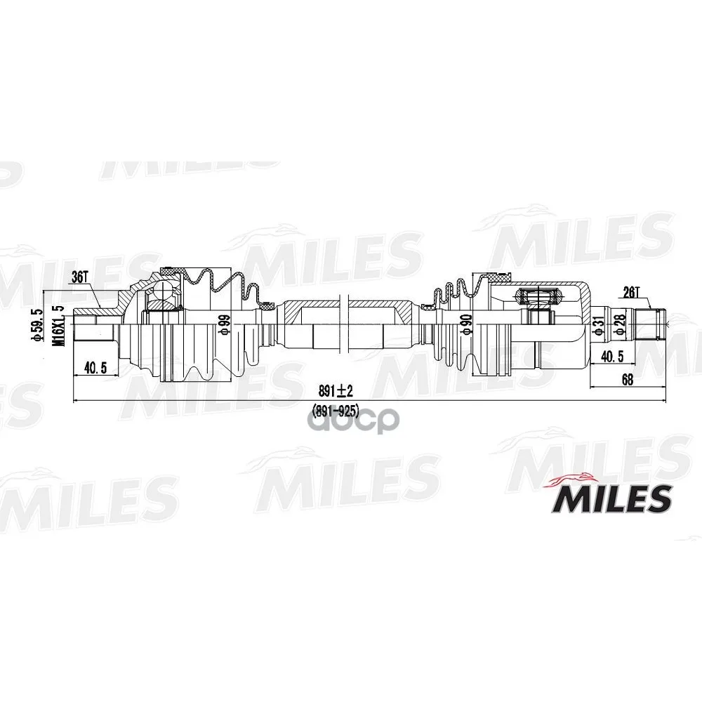 Привод В Сборе Audi A3 Ii/Skoda/Vw Golf V-Vi/Passat Vi 1.6-2.0 03- Прав. Miles Gc02006 Miles арт. GC02006