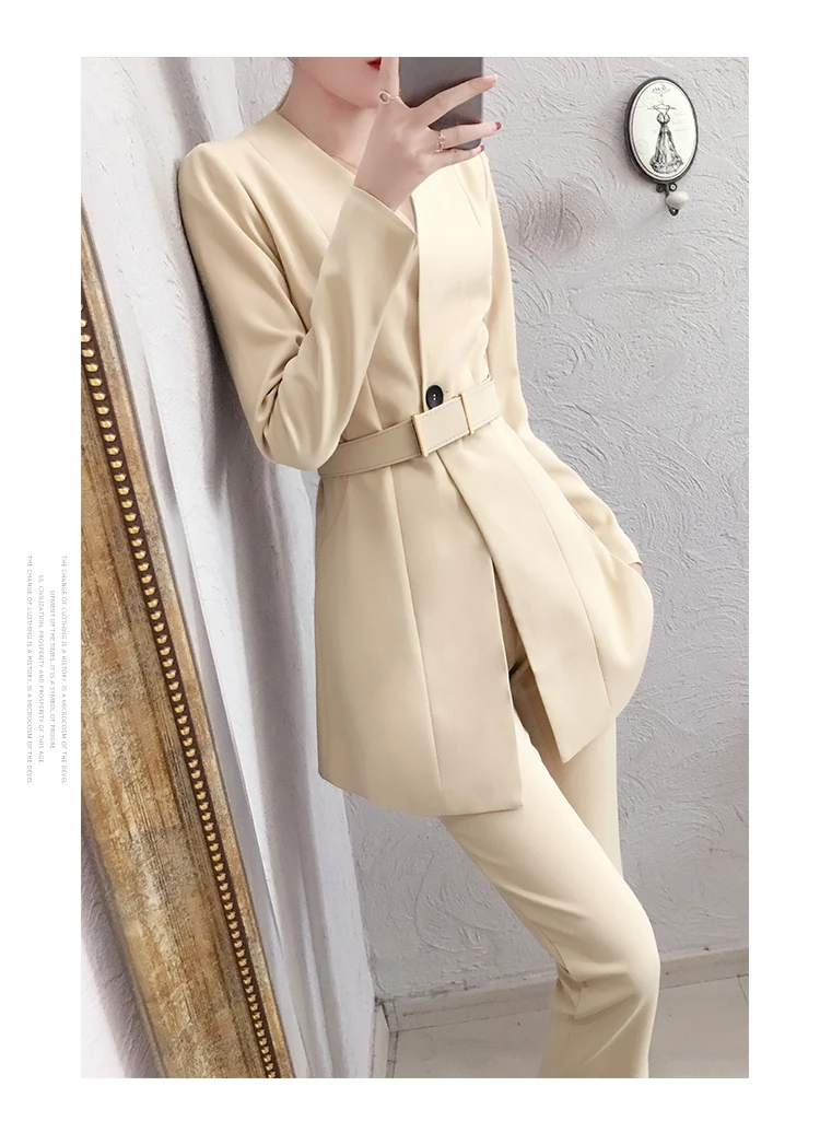 Mode dames pak nieuwe vrouwen herfst mode Tail jas top met wijde pijpen broek tweedelige hoge kwaliteit