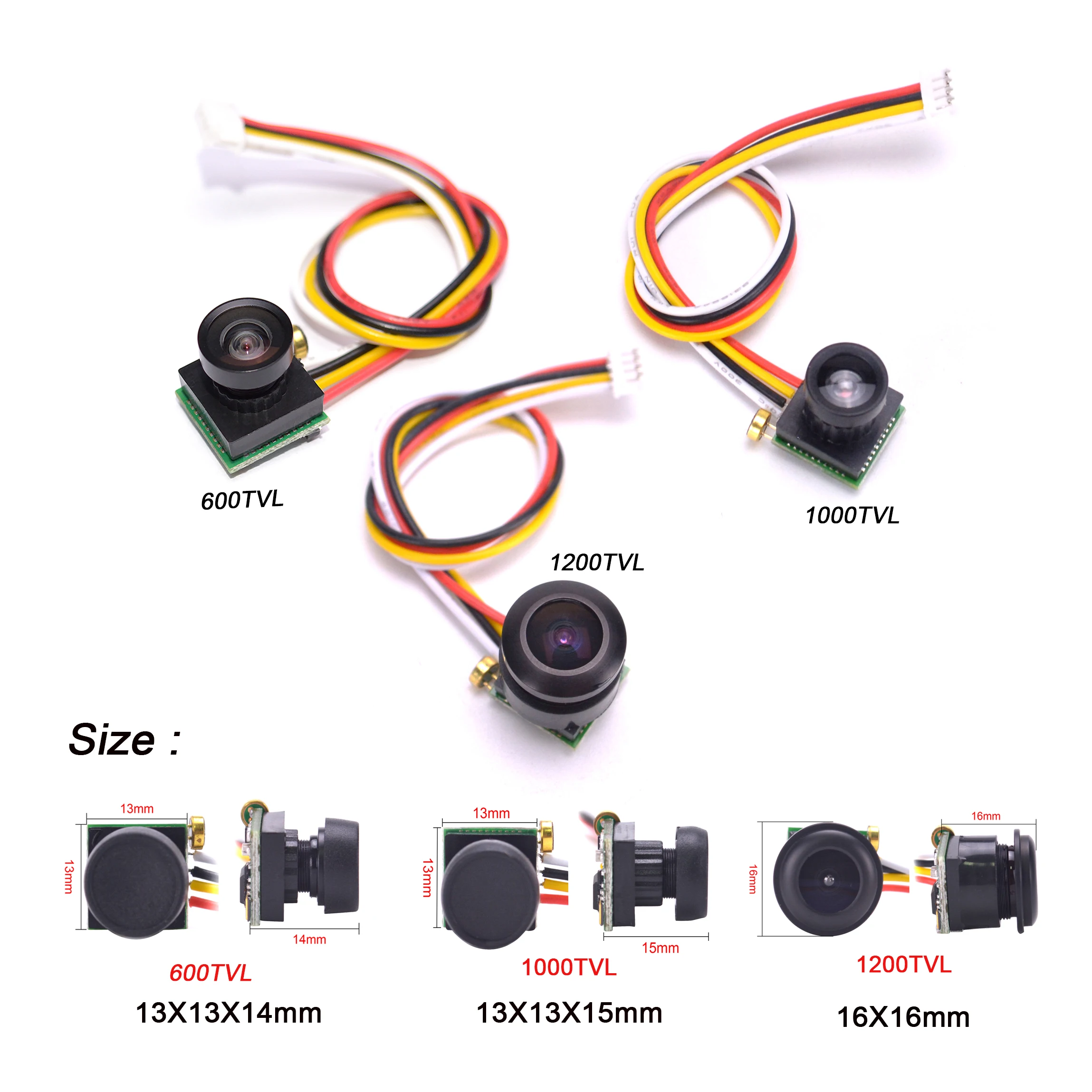 Caméra FPV 600TVL/1000TVL/1200TVL 170° Mini pour Drone RC