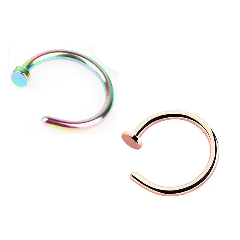 Rainbow and RG 2 шт./лот поддельная перегородка из медицинского титана для носа кольцо из нержавеющей стали кольца для носа для женщин нос шпильки для пирсинга ювелирные изделия для подарка - Окраска металла: Rainbow and RG