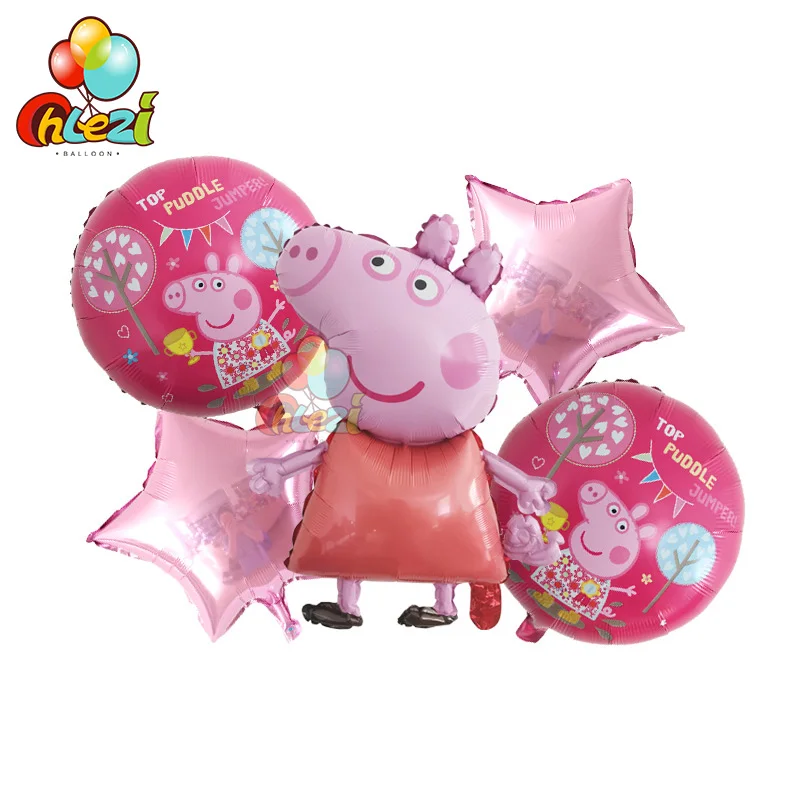 5 шт. фольгированные шары PEPPAPIG, подарок на день рождения, украшения для вечеринки на день рождения, детские игрушки для девочек и мальчиков, шары Peppa pig, Джордж