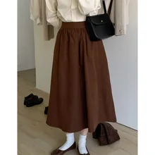 2021 Winter New Korean Style Fashion Women's Wear High Waist Skirt Ins Versatile Loose Slimming A- line Umbrella Skirt Women's