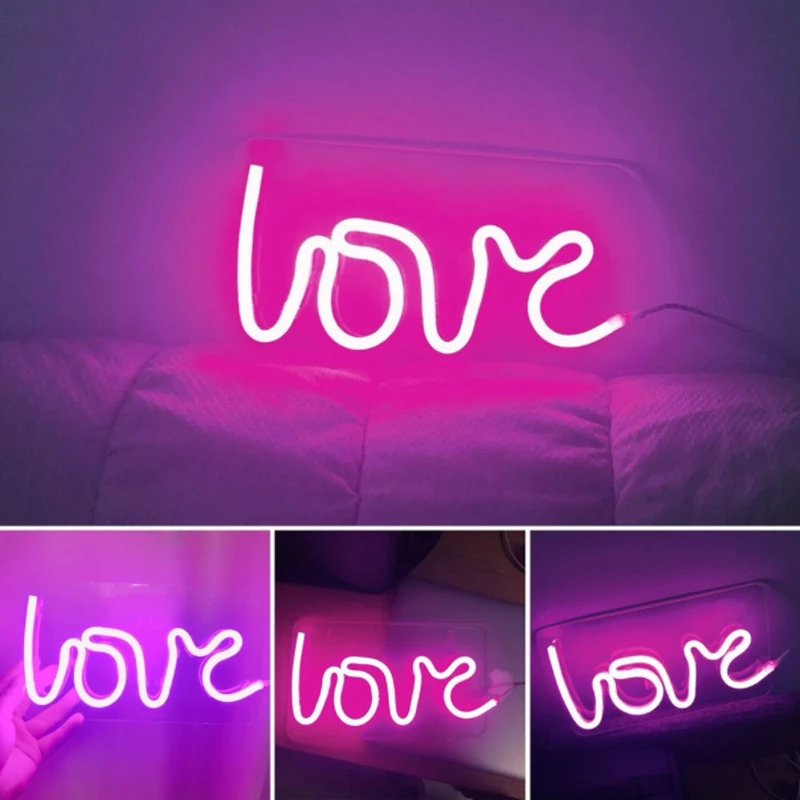 Luzes de Néon Lâmpada para Festa Luz da Noite Néon Alfabeto Amor Mesa Casamento Aniversário Quarto Casa Parede Pendurado Decoração Olá 5 Luzes noturnas