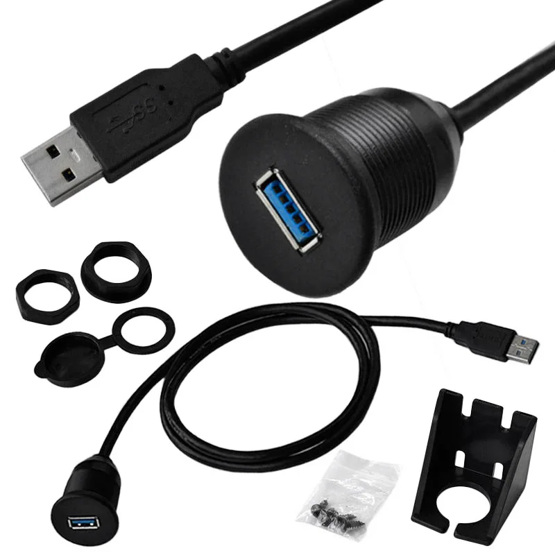 USB 3,0 мужчина к USB 3,0 Женский AUX заподлицо автомобильное крепление Удлинительный кабель для автомобиля Грузовик Лодка мотоцикл панель приборной панели-(3 F