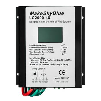 

MakeSkyBlue 2000W 48V Wind Charge Regulator for 2KW AC Wind Turbine Generator IP67 Waterproof Wind Charge Controller (LC2000-48)