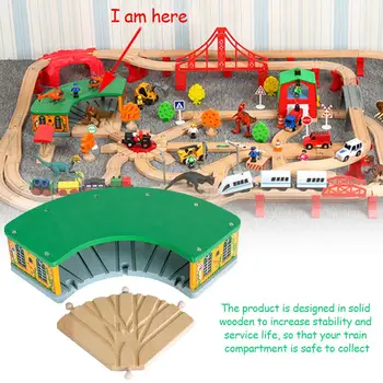 

Wooden Garage Toys DIY Train Storage Toy Compatible Wooden Train Tracks Children's Train Scene Toy Parking Garage Toy