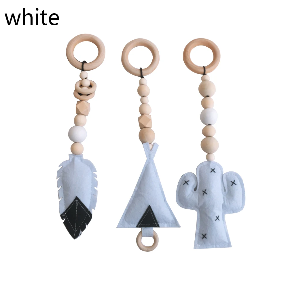 3pcs toys Nordic Style Wooden Rack Baby Gym Play Nursery Sensory Ring-Pull Toy Infant Room Toddler Clothes Rack Gift Kids Room Decoration - Цвет: 3pcs toys