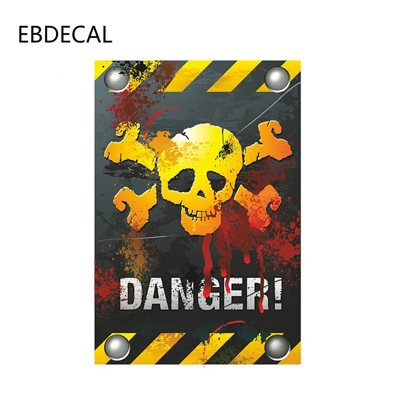 EBdecal 3D DANGER WITH SKULL BONES Print Vinyl For Auto Car/Bumper/Window/Wall Decal Sticker Decals DIY Decor CT11064 | Автомобили и