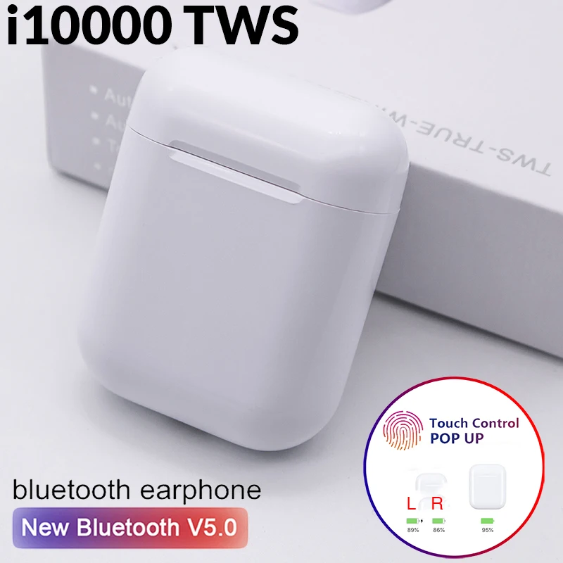 New I10000 TWS Pop Up Bluetooth 5.0 Headset Wireless Earphone Earbuds Charging Box Battery Replica PK I5000 I2000 I9000 TWS