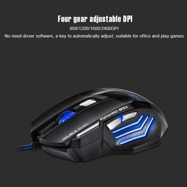 X7 Ergonomic Wired Gaming Mouse 7 Button 2400dpi Dpi Usb Computer.