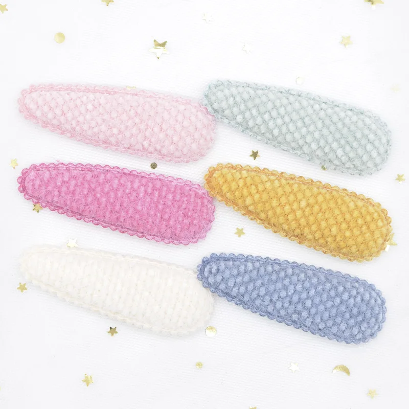 12pcs/lot 75mm Soft Fabric Lace Drop Clip Applique for Clothes Craft Sticker Patches DIY Baby Girl Hair BB Clips Accessories L54