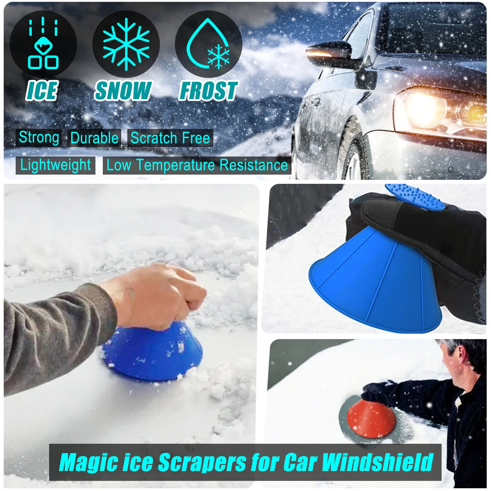 Car Magic Snow Remover Auto Front Glass Ice Frost Scraper Brush Window  Windshield Remover Tool Oil Funnel Shovels Deicing Cone - AliExpress