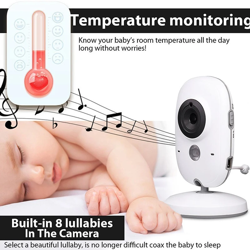  Video Baby Monitor with Camera 3.2 inch LCD Screen Wireless Baby Camera Night Vision 2-Way Talk Tem