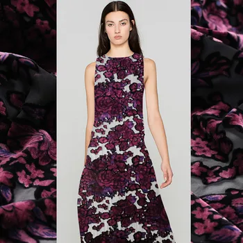 

114cm wide silk velvet fabric meter 8 mm perspective hollow bumout velvet silk fabric dress rayon fabric wholesale silk cloth