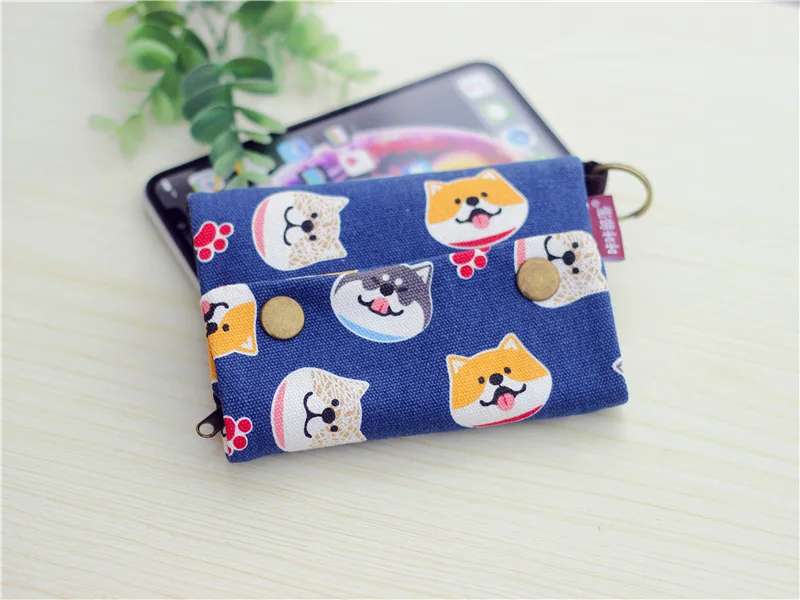 Handmade Three-Fold Fabric Wallet - Multi-Function Zipper Purse for Teens and Adults