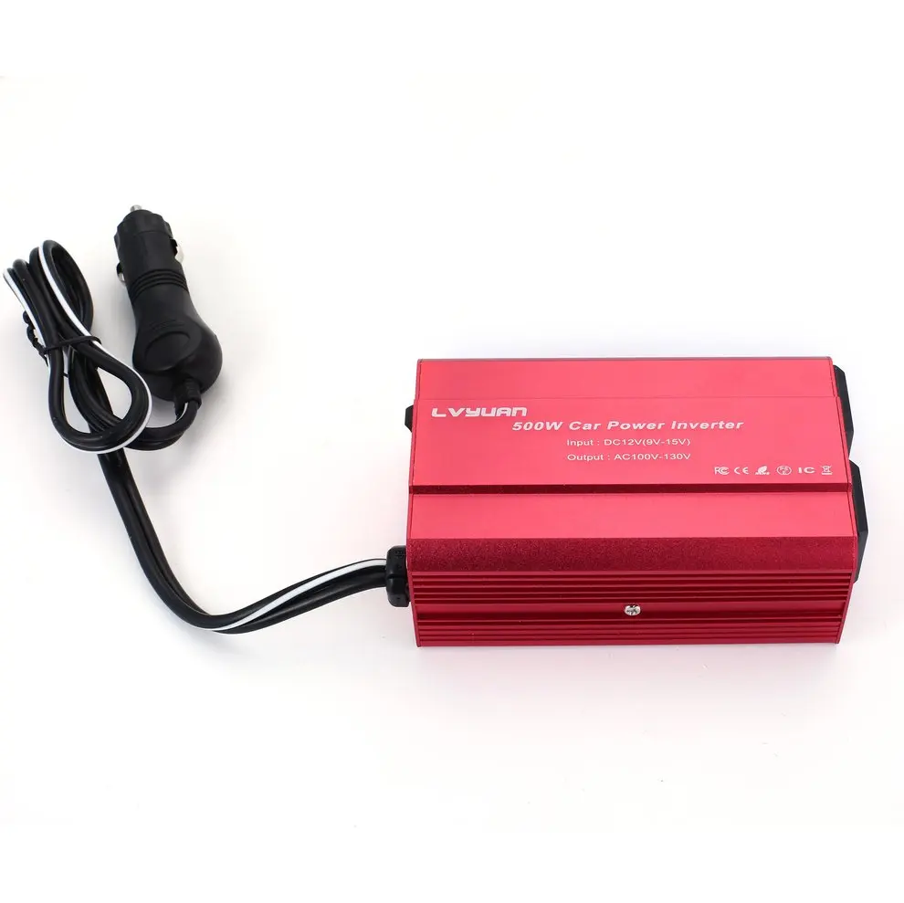 500W Преобразователь мощности DC 12V в AC 100-130V Автомобильное зарядное устройство с 4.2A 2 usb порта Автомобильный адаптер питания-красный