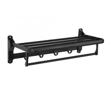 

Wall Mounted Towel Rack 50cm Foldable Punching Installation Bathroom Supplies Storage Holder Shelf for Home Hotel