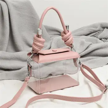 

YOUHUAGUO Women Clear Transparent Handbag PVC Shoulder Bag Crossbody Candy Flap Bucket Bag