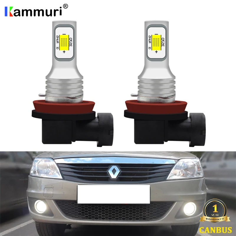 Светодиодная Автомобильная противотуманная фара KAMMURI H11 H8 для Renault Reno Logan 2 Laguna Duster