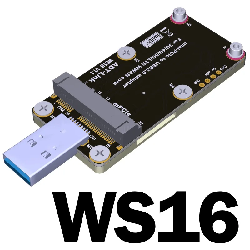 Usb 3.0 para Mini-pcie Mpcie 5g 4g 3g Lte Módulo Adaptador sem Fio Conversor Cartão Mini Pci-e 3.5v 3a com Padrão Duplo Sim Slot Cabos de computador e conectores - Imagem 2