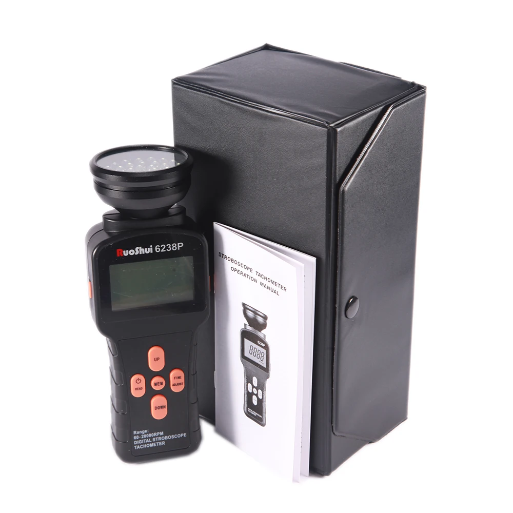 RuoShui6238P Цифровой Стробоскоп RuoShui Тахометр 6238P lcd Бесконтактный фотоэлектрический измеритель скорости 60-39999 об/мин - Цвет: RuoShui6238P