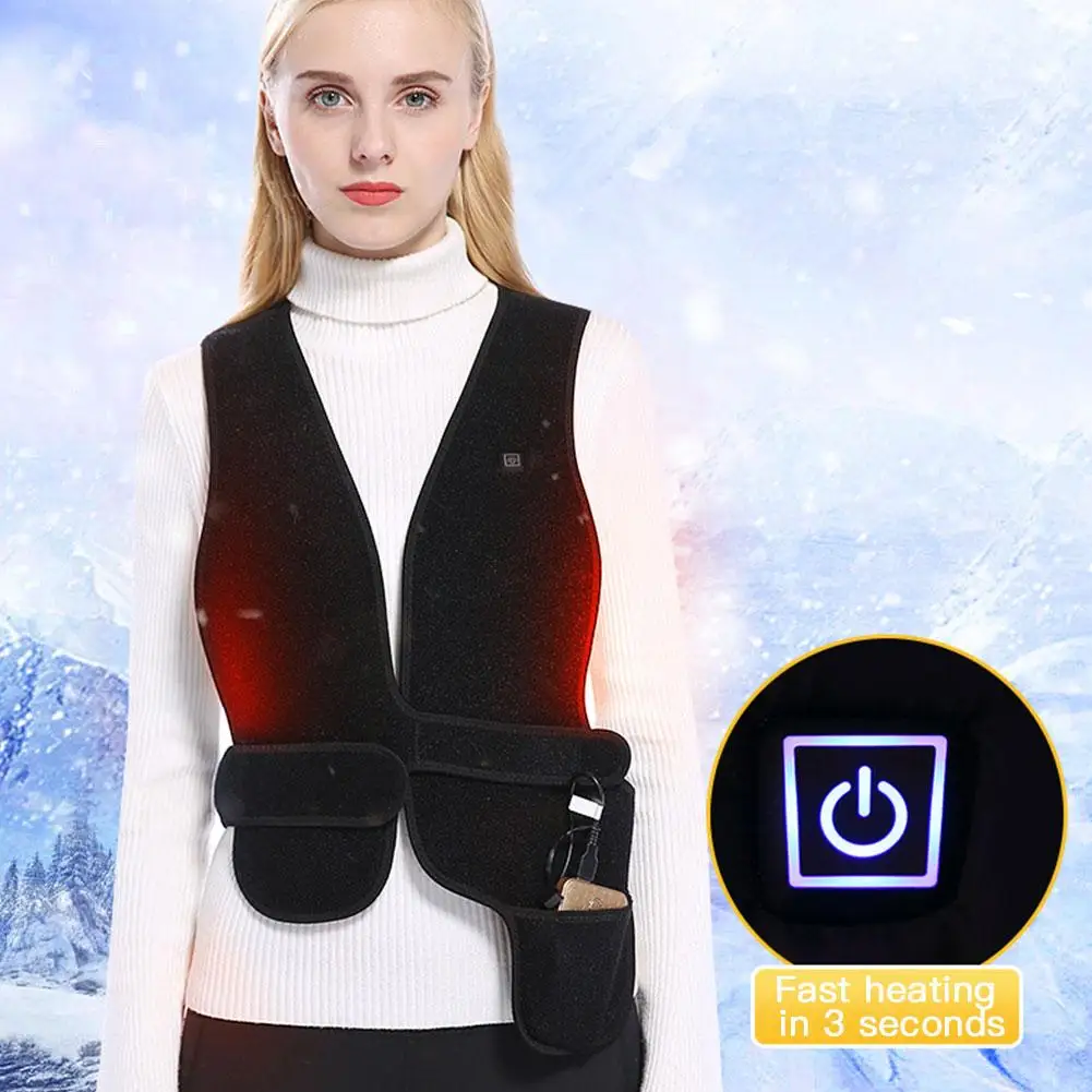

Intelligent Outdoor USB Infrared Heating Vest Jacket Winter Carbon Fiber Electric Thermal Clothing Women Waistcoat Heating Mat 4