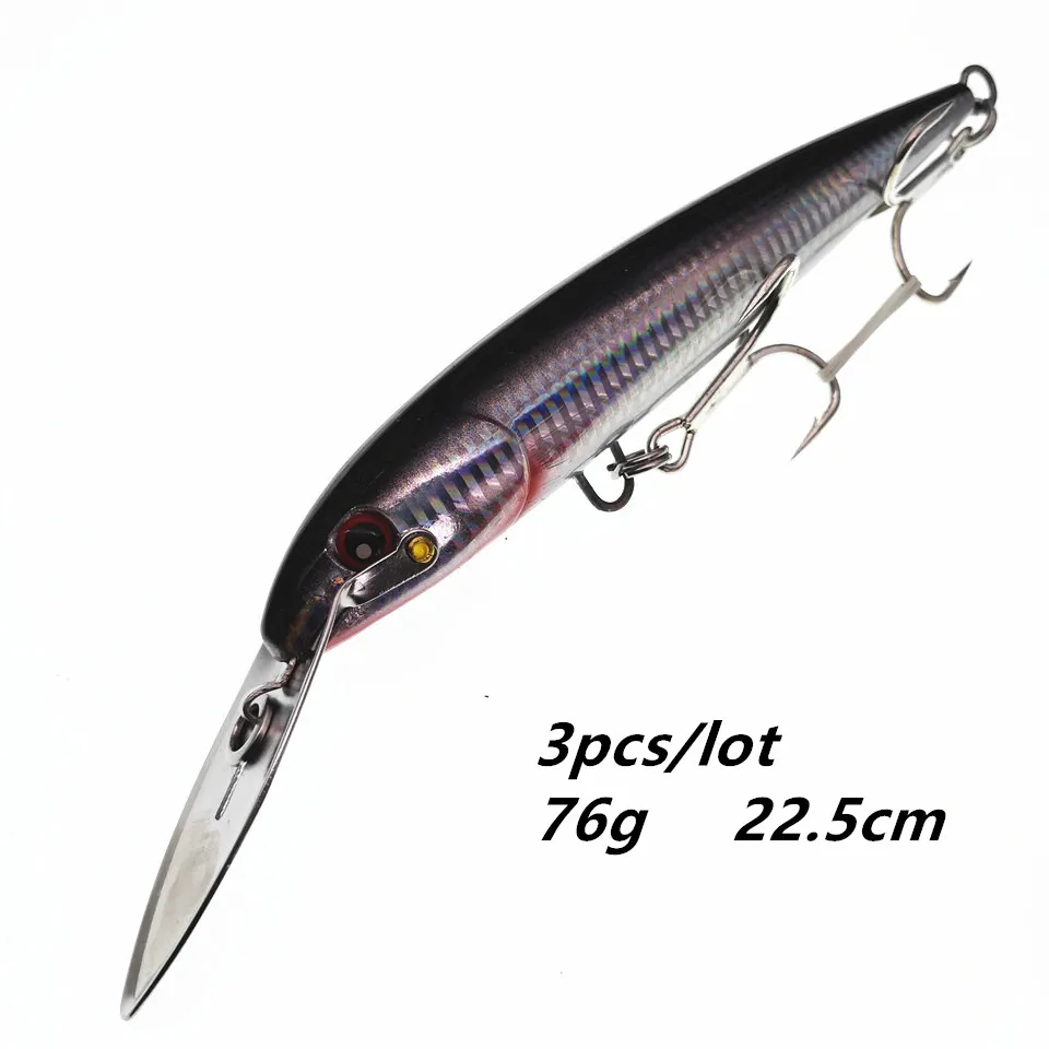 NOEBY 3PCS/LOT Big minnow fishing lure 76g/60g/32.5g 4colors