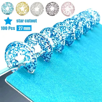 

50/100 Pcs Sequins Star Disc Binder for Notebooks 26mm Loose Leaf Mushroom Binder Diy Planner Discs for Scrapbooking A20-S6