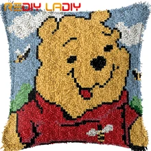 ערכות וו בריח להפוך משלך כרית פו & דבורים אקריליק חוט סרוג כרית מקרה סט מודפס בד וו תפס כרית כיסוי(China)