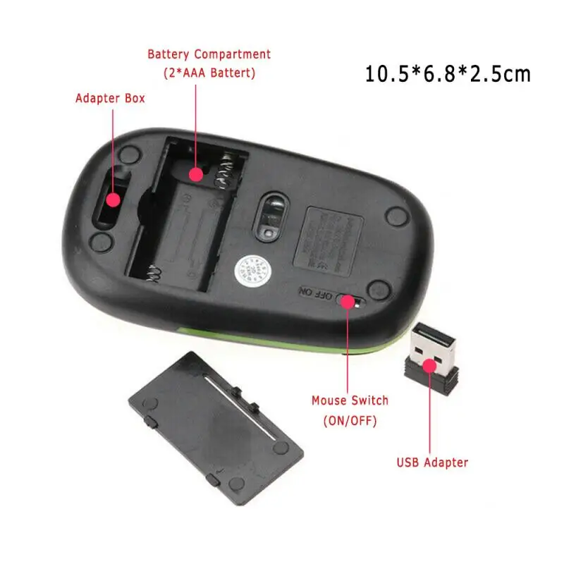 Оптическая беспроводная компьютерная мышь 1600 точек/дюйм USB 2 4 ГГц приемник