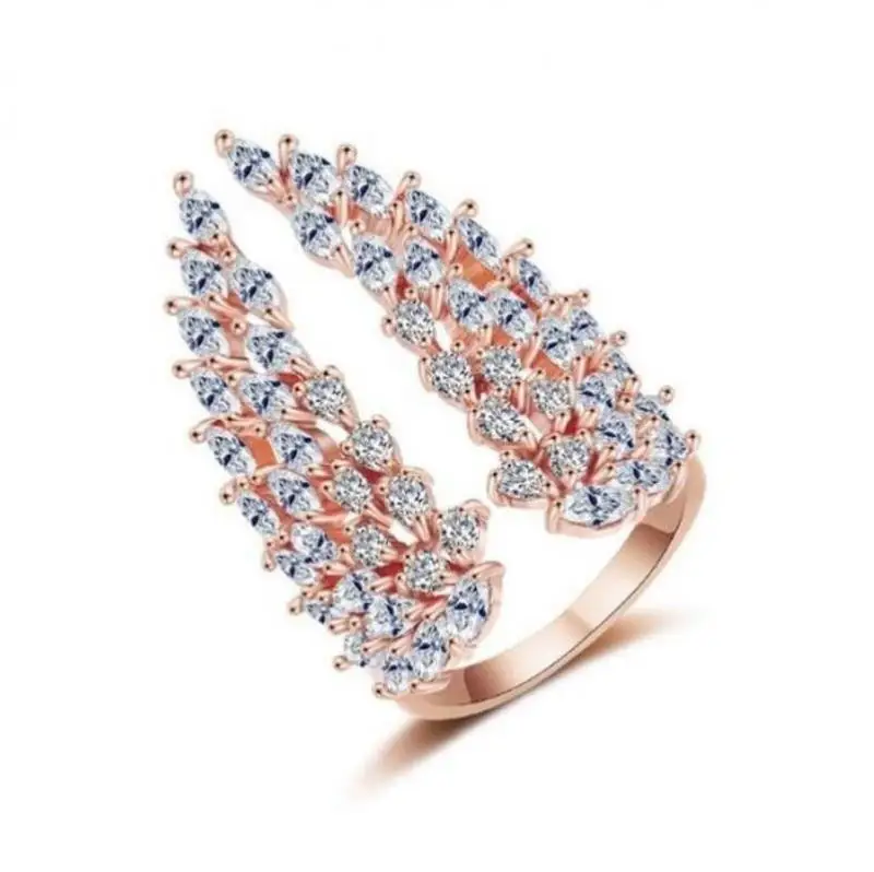 Rhinestone Angel Wings Ring for Women Luxury Fashion Party Jewelry Adjustable Open Ring finger ring adjustable rings