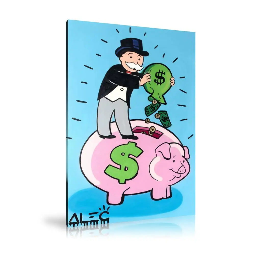 Hd Print Alex Monopony Pittura A Olio Decorazioni Per La Casa Wall Art On Canvas Opy With Piggy Bank Stampe Su Tela Pittura Su Tela