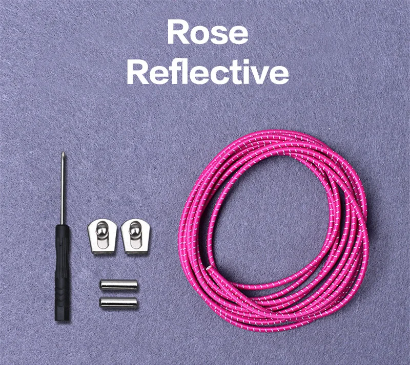 Rose Reflective 1 пара эластичных светоотражающих шнурков для обуви, шнурки с металлической пряжкой для детей и взрослых, быстро скользящие кроссовки, шнурки для обуви, шнурки для обуви - Цвет: Rose Reflective
