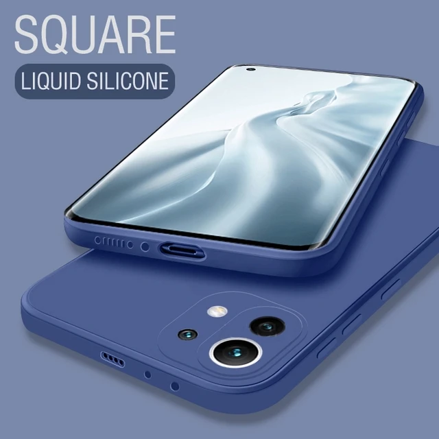Luxury Original Square Soft Liquid Silicone Phone Case For Samsung Galaxy S21 Ultra S20 FE S10 Plus S9 S8 Note 20 10 9 8 Cover Sapphire blue