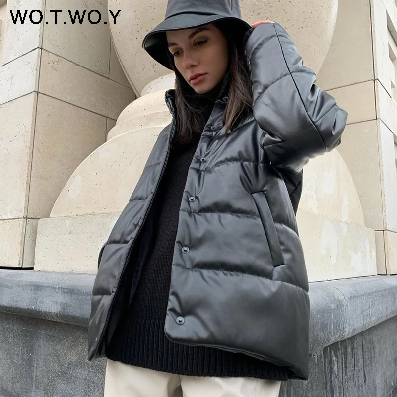 Padded Parkas Windbreaker Jacket Women Female WOTWOY Winter Coats Casual Cotton Warm