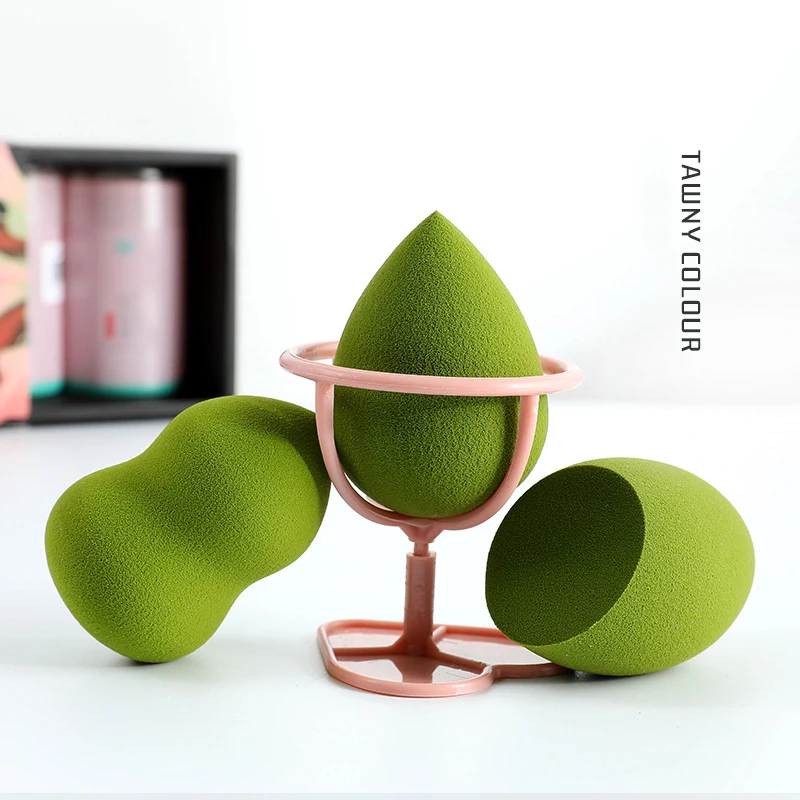 green 3 шт Косметическая пуховка гладкая красота Косметическая Вода-капля форма Жидкая Основа порошок - Цвет: green