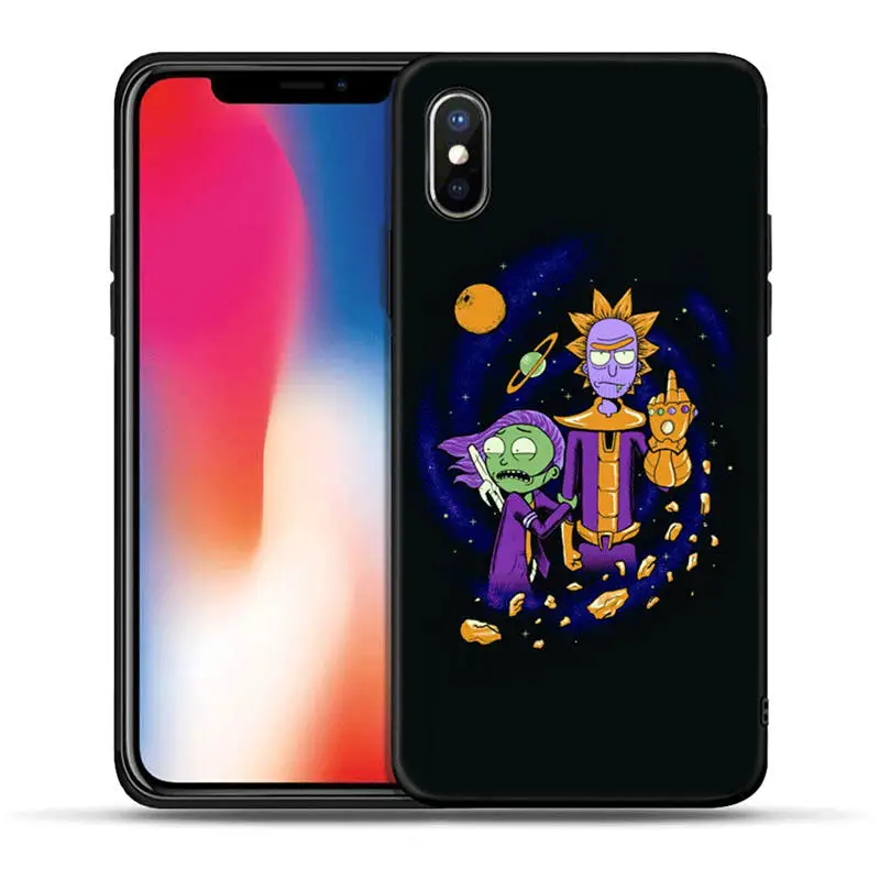 Черный мягкий чехол Rick and Morty с кошкой для iPhone 5S, SE 6 6s 7 8 plus Мягкий силиконовый чехол из ТПУ для iPhone X XR XS MAX Coque Fundas