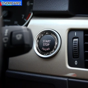 

Car Carbon Fiber Engine Start Stop Button Circle Decoration Sticker Trim For BMW 3 Series E90 2005-2012 Interior Accessories