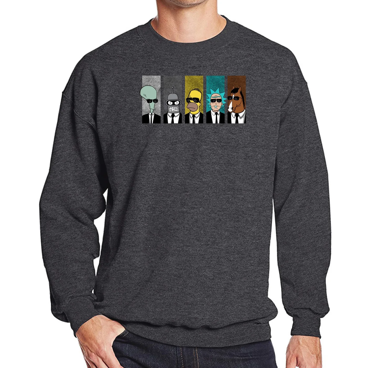 Осенние новые мужские свитшоты BoJack Horseman, забавный мультяшный свитшот с длинным рукавом в стиле хип-хоп, толстовки с принтом Рика и Морти - Цвет: dark gray6