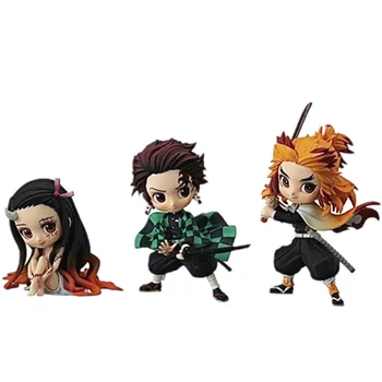 

Demon Slayer Tanjirou Rengoku Kyoujurou Nezuko Q Ver PVC Action Figures Toys Anime Kimetsu no Yaiba PVC Figurine Toy 3pcs/set