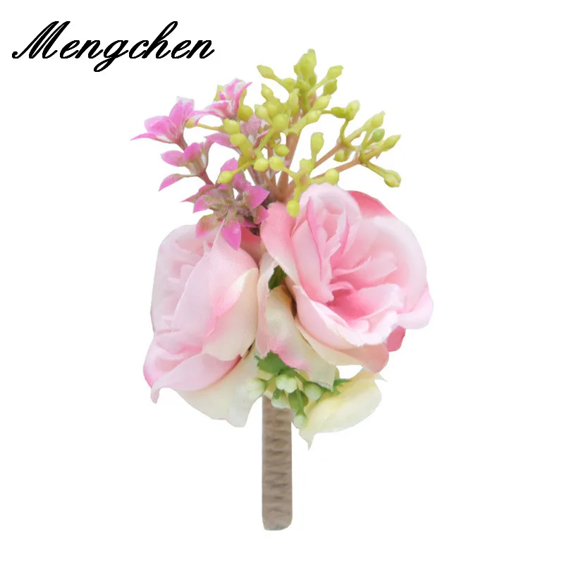 Свадебный корсажный цветок Шелковая Роза булавка для жениха бутоньерки